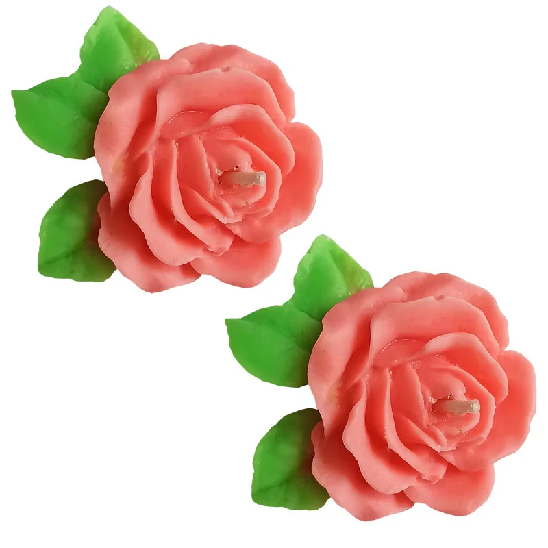شمع مدل گل رز بسته 2 عددی