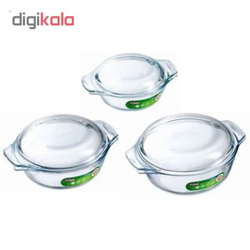 ظرف پخت پیرکس مدل borosilicate مجموعه سه عددی