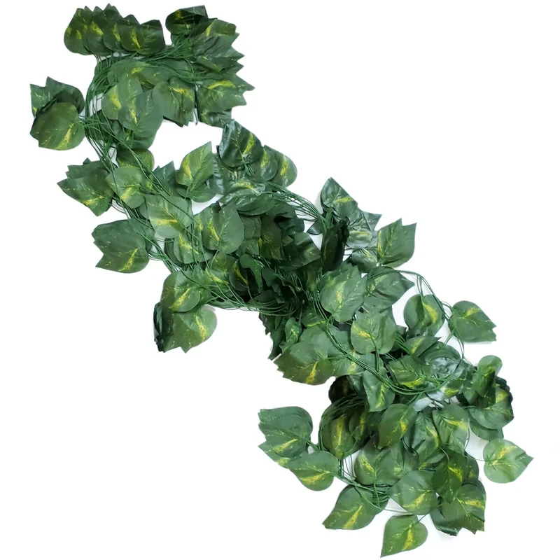 ریسه برگ مصنوعی طرح پتوس طول 2 متر و 40 سانتی‌متر بسته 12 عددی جنس پارچه مناسب دکوراسیون داخلی و تزئینی