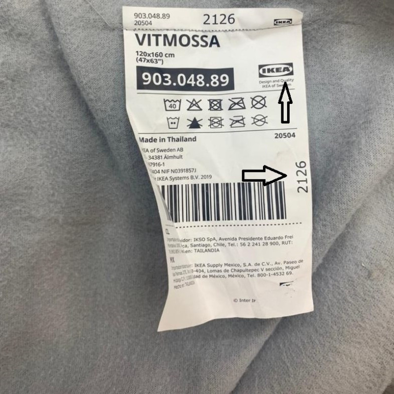 پتو مسافرتی ایکیا مدل VITMOSSA کد 2126 سایز 160x120 سانتی متر