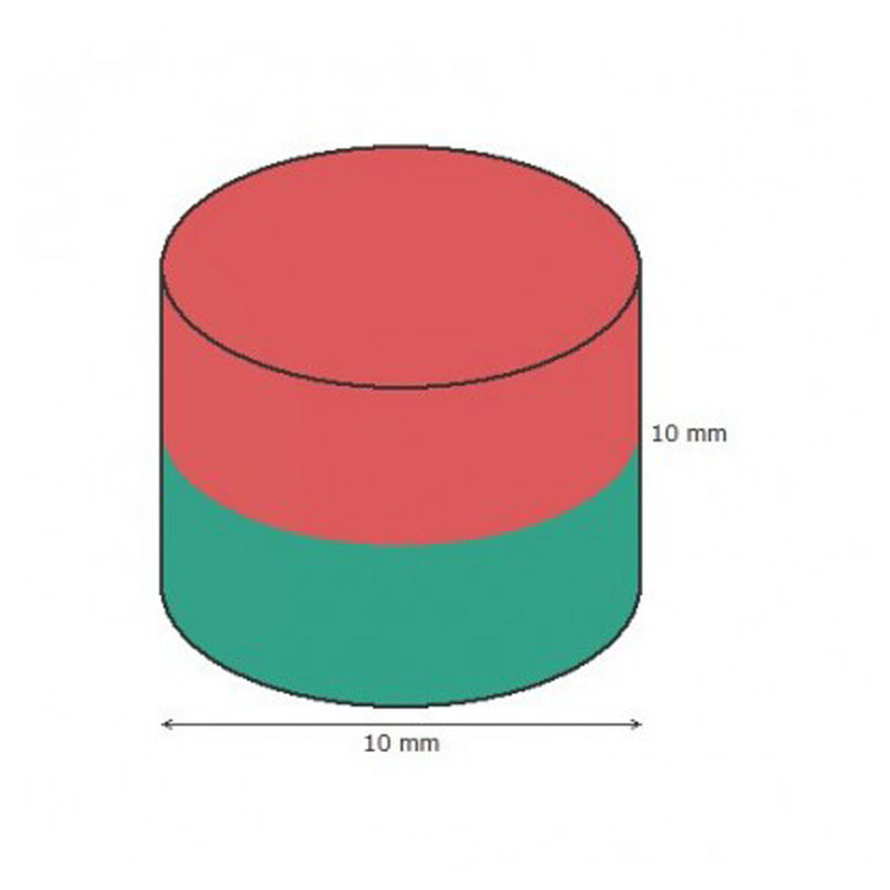 آهن ربا مدل نئودیمیوم استوانه D10x10mm بسته 2 عددی