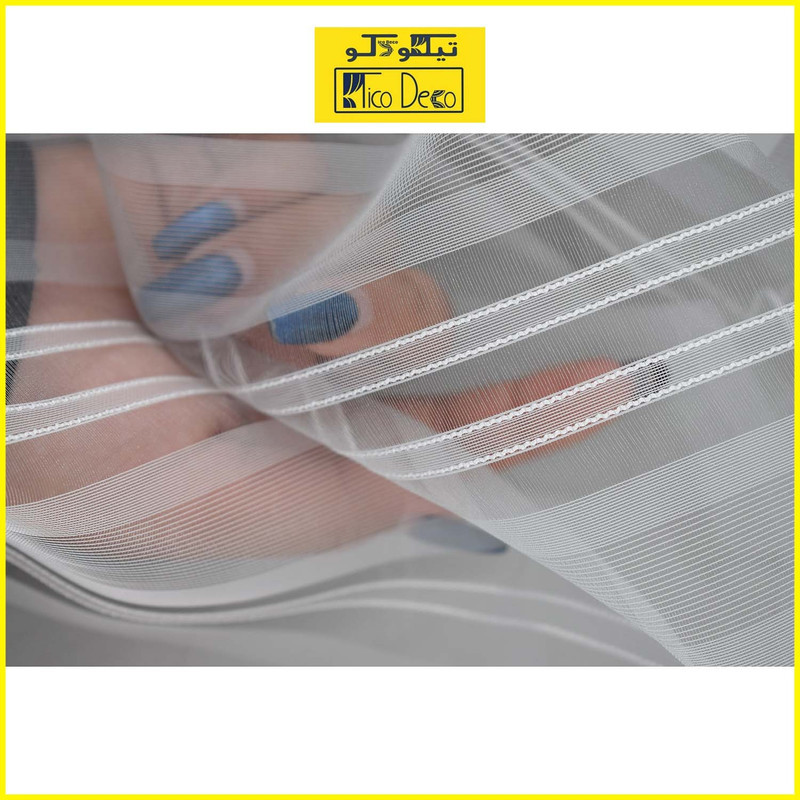 پرده تیکو دکو مدل حریر ژرسه سه لاین ژوردار سایز 300*280 سانتی متر