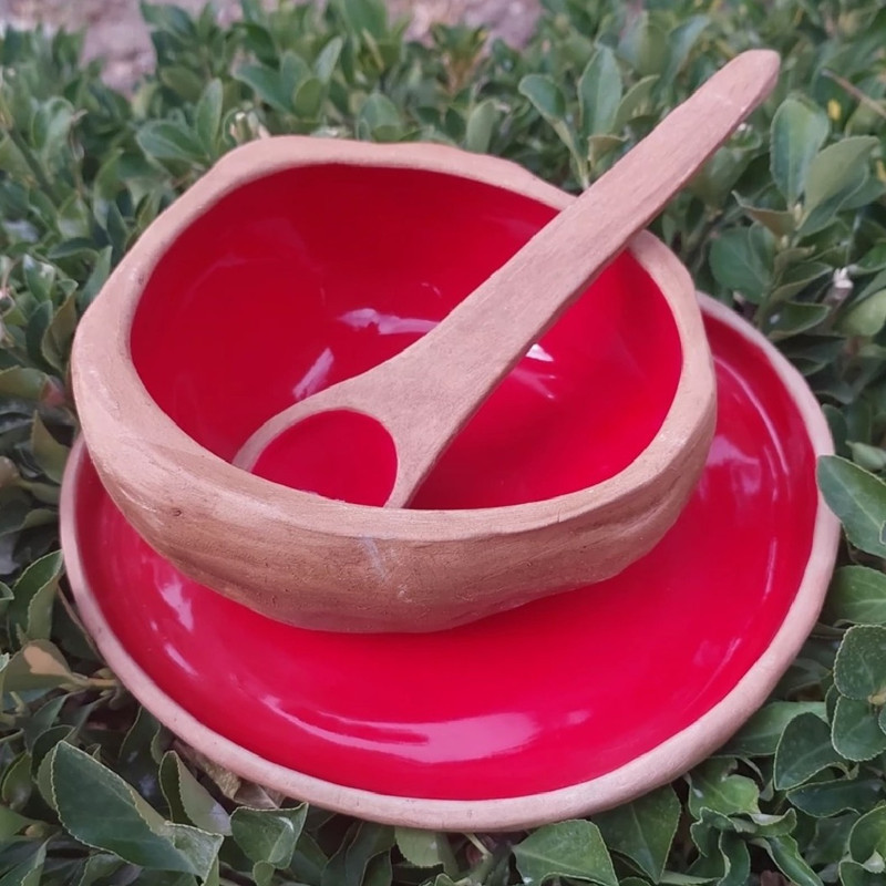 ست کاسه و  بشقاب سفالی مدل دسر خوری