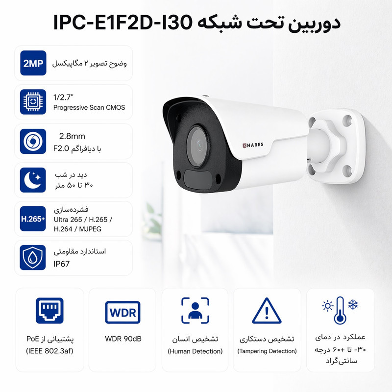 دوربین مداربسته تحت شبکه حارس مدل IPC-E1F2D-I30