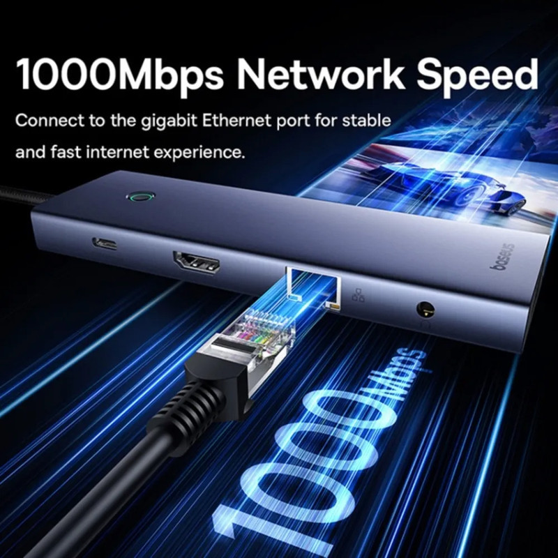 هاب 10 پورت USB-C بیسوس مدل Clarity New 4K 60HZ
