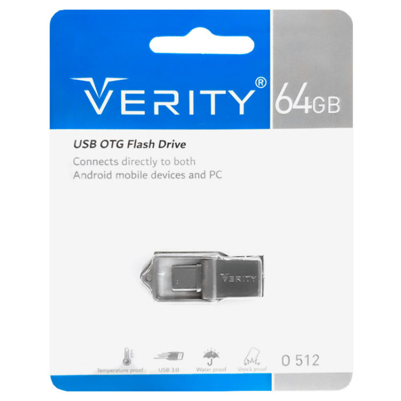فلش مموری وریتی مدل O512 ظرفیت 64 گیگابایت USB3.0 مقاوم در برابر آب و ضربه