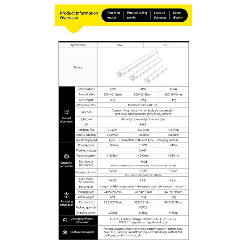 چراغ ال ای دی مدل زیر کابینتی 300mm کد L1007