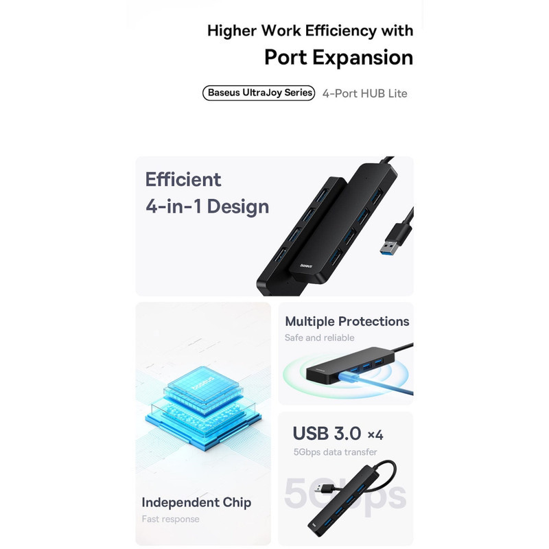 هاب 4 پورت USB 3.0 باسئوس مدل BS-OH080 50cm
