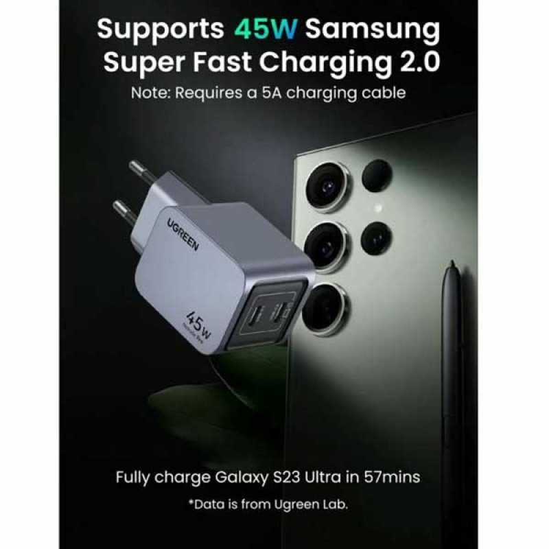 شارژر دیواری 45 وات دو پورت USB-C یوگرین مدل X707 کد 35008