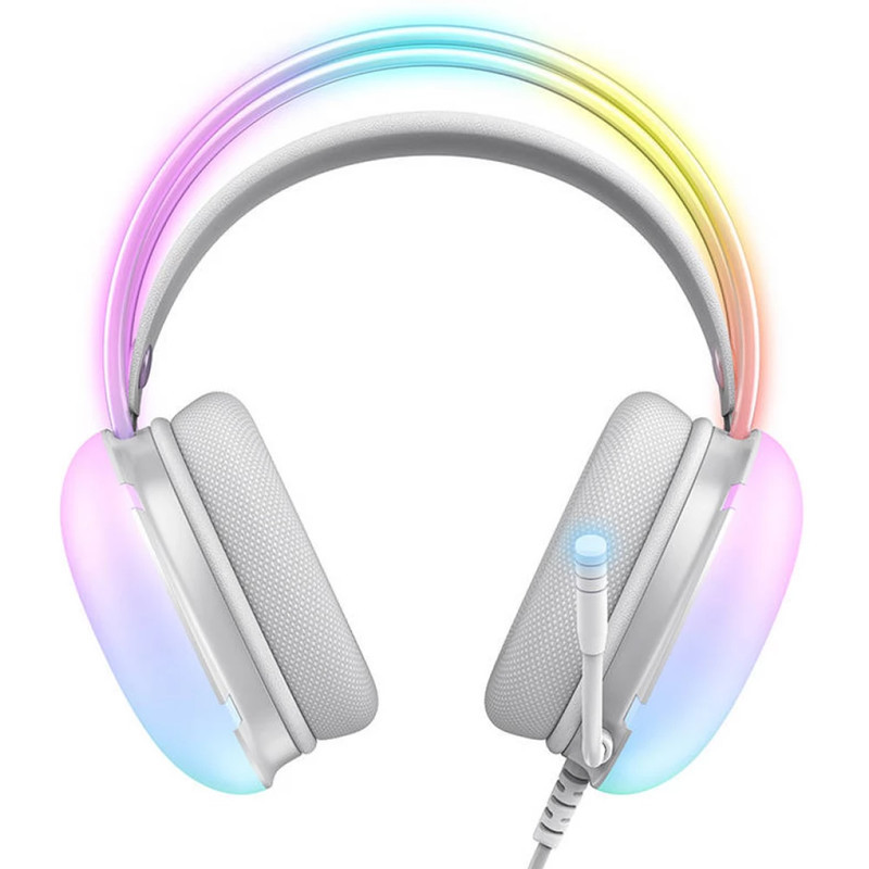 هدست گیمینگ اونیکوما مدل X25 RGB با نویز کنسلینگ میکروفون (ENC)، بدون قابلیت شارژ، اتصال از طریق جک 3.5 میلی متری صدا، دارای دکمه قطع و وصل میکروفون و دکمه کنترل صدا، طراحی ارگونومیک و بالشتک‌های نرم و قابل تنظیم، مقاوم در برابر رطوبت و عرق