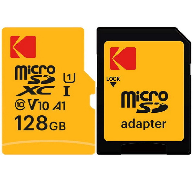 کارت حافظه SDHC کداک مدل V10 کلاس 10 استاندارد C10 سرعت 90mbps ظرفیت 128 گیگابایت به همراه آداپتور