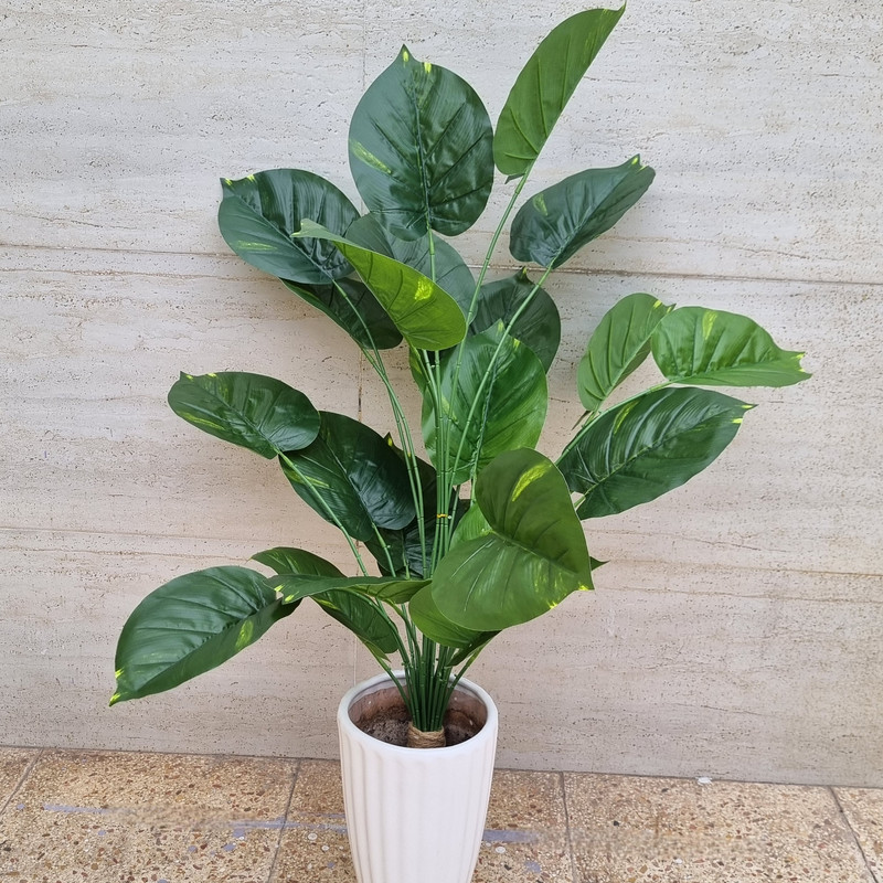 درختچه مصنوعی پتوس کد 24 با 24 برگ، جنس پارچه‌ای، ابعاد 70×70×110 سانتی‌متر، بدون گلدان