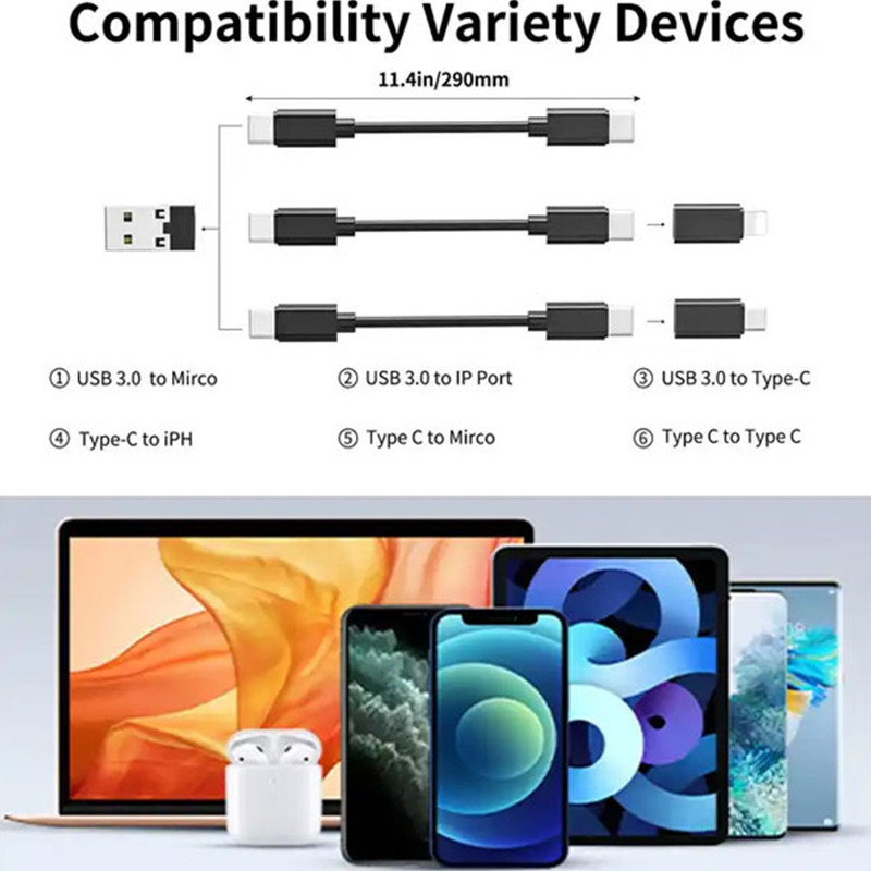 کابل تبدیل USB-CUSB به لایتنینگUSB-CMicroUSB بیوا مدل C-18 طول 0.28 متر