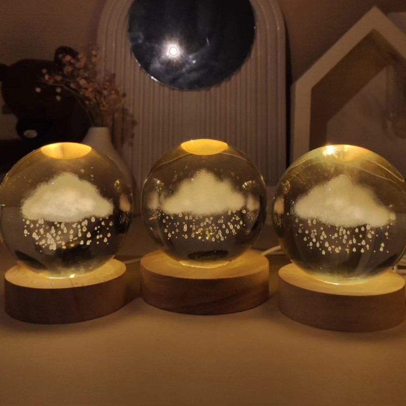 چراغ خواب مدل گوی کریستالی ابر بارون 3D