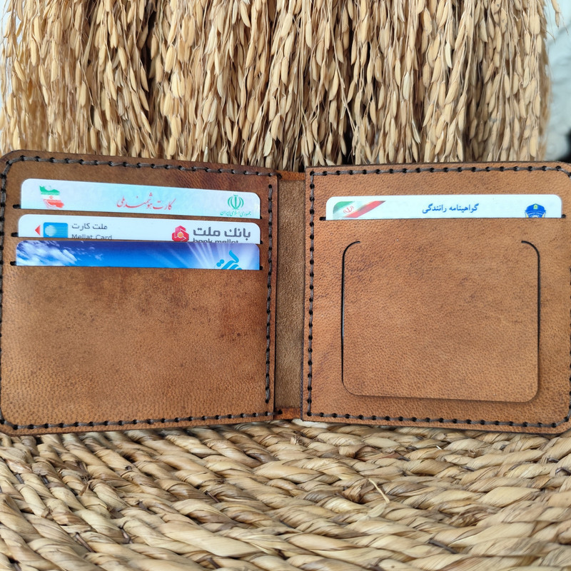 کیف پول مردانه مدل جیبی چرم طبیعی بزی W-60