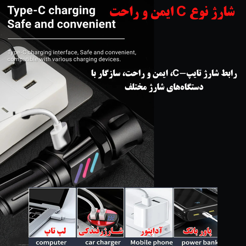 چراغ قوه دستی مدل SJ-017-2 با نور مهتابی