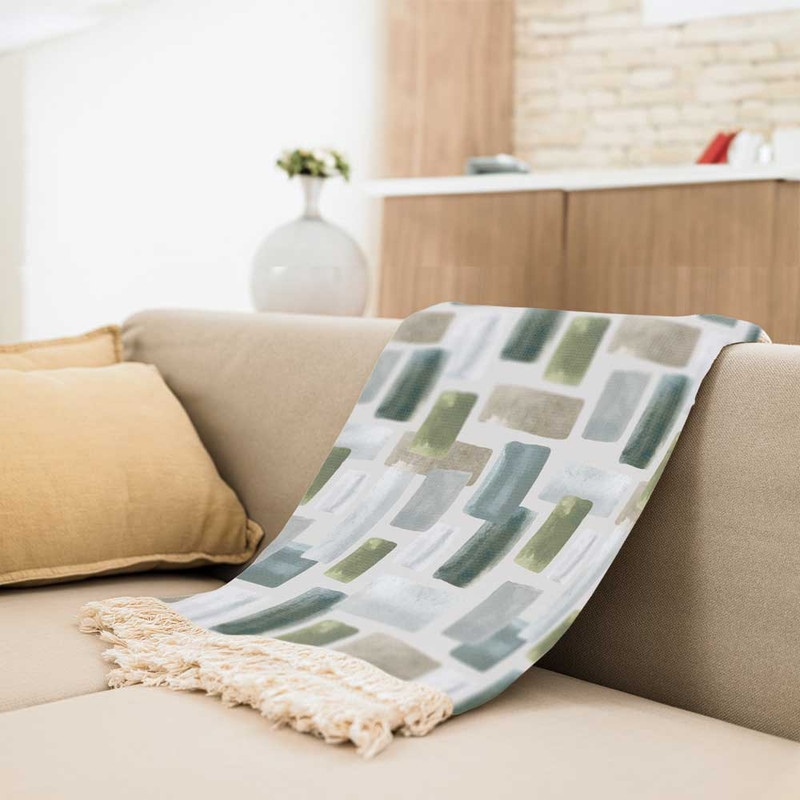 شال مبل طرح باران مستطیلی کدQ2SH1064 سایز 98x180 سانتی متر