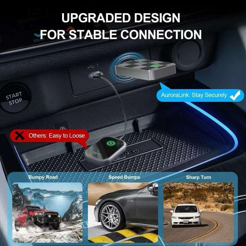 کارپلی و اندروید اتو مدل Wireless CarPlayAndroid Auto به همراه مبدل USB به USB-C و کابل افزایش طول USB