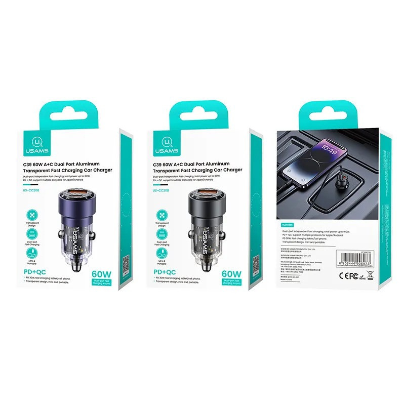 شارژر فندکی 60 وات یوسمز مدل US-CC208 C39