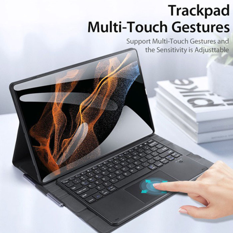 کیف کلاسوری کیبورد دار دوکس دوکیس مدل Tri-Fold مناسب برای تبلت سامسونگ Galaxy Tab S8 Ultra X900X906