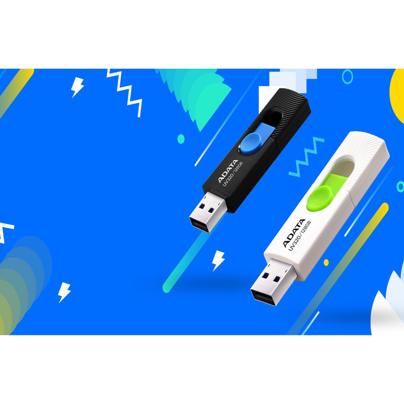 فلش مموری ای دیتا مدل UV320 ظرفیت 128 گیگابایت با درگاه USB 3.1 کشویی و سازگار با ویندوز، مک و لینوکس، انتقال داده با سرعت 10 گیگابیت بر ثانیه و طراحی جمع‌وجور