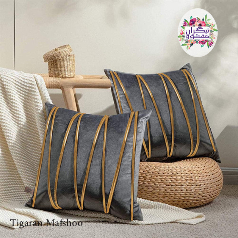 کوسن تیگران مفشوو مدل افرا کد AfraGold1 سایز 38*38 سانتی متر مجموعه 2 عددی
