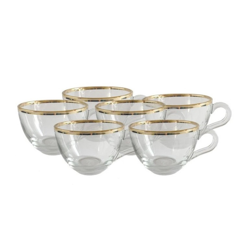 فنجان پاشاباغچه مدل باسیک لب طلا کد 55161 بسته شش عددی