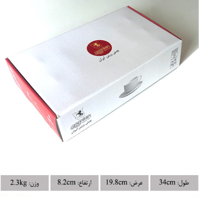 ست فنجان و نعلبکی 12 پارچه چینی زرین ایران مدل ایتالیا اف 8 گلستان درجه 3