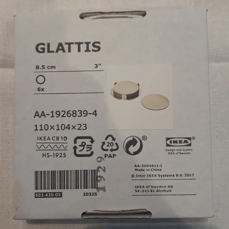زیر لیوانی ایکیا مدل GLATTIS بسته ۶ عددی