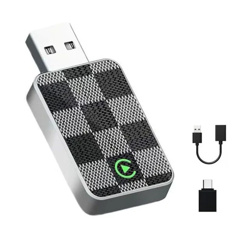 کارپلی و اندروید اتو مدل Wireless CarPlayAndroid Auto به همراه مبدل USB به USB-C و کابل افزایش طول USB