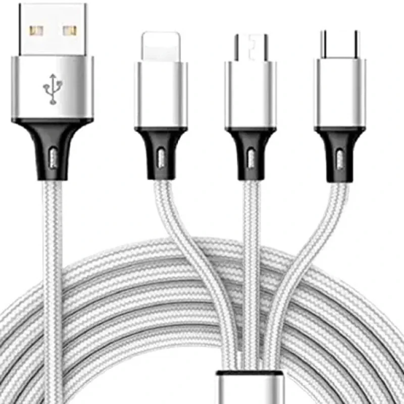 كابل تبدیل USB به  لايتنينگ micro USBUSB-C سمگپرس مدل توربو شارژ طول 1 متر