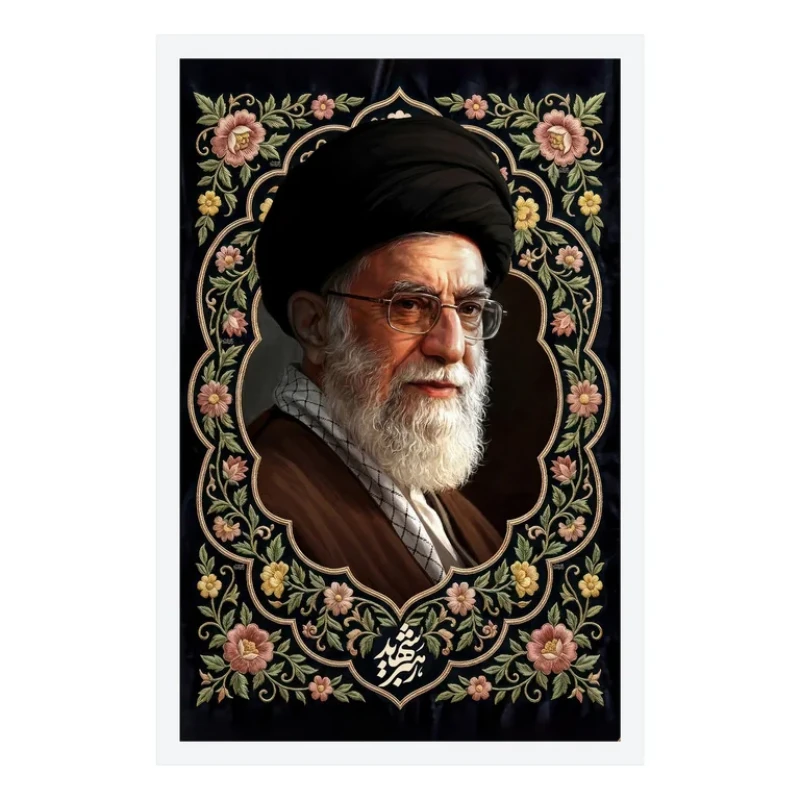 تابلو بکلیت طرح رهبر شهید آیت الله سید علی خامنه ای مدل W-S10606 فریم سفید