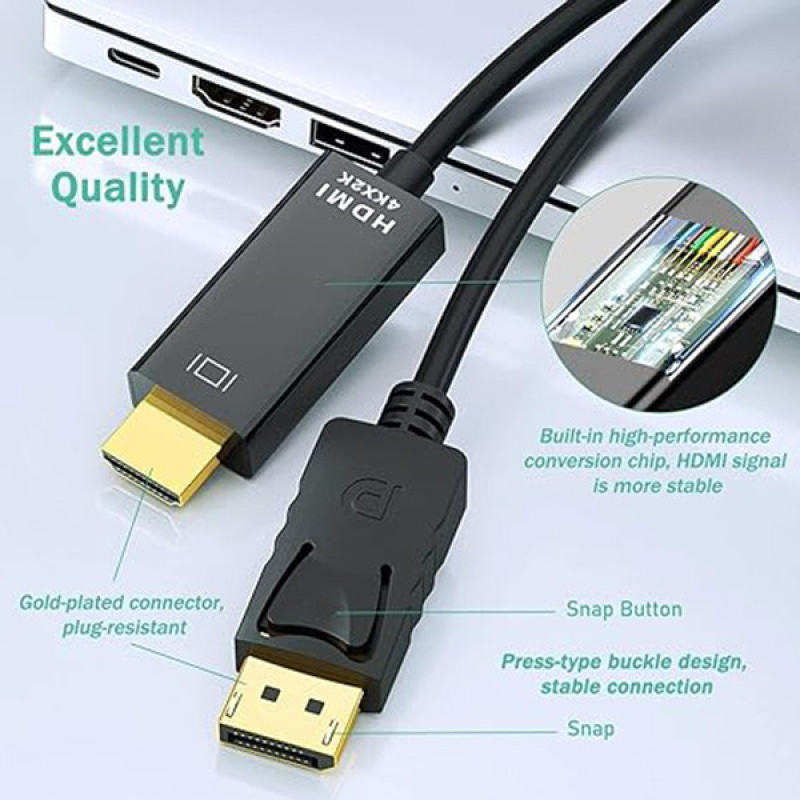 کابل تبدیل Display Port به HDMI مدل UHD 4K طول 1.8 متر