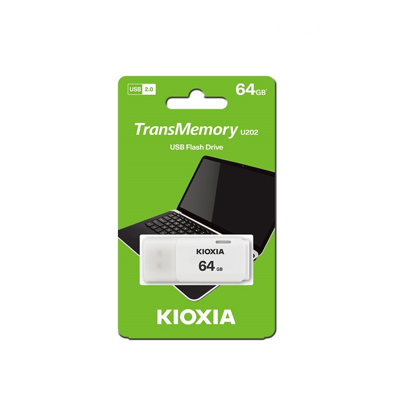 فلش مموری کیوکسیا مدل U202 ظرفیت 64 گیگابایت با رابط USB 2.0، بدنه پلاستیکی مقاوم، درپوش‌دار، سازگار با کامپیوتر، لپ‌تاپ، گوشی، تبلت و تلویزیون، پشتیبانی از Windows 11 و macOS نسخه 12 تا 15
