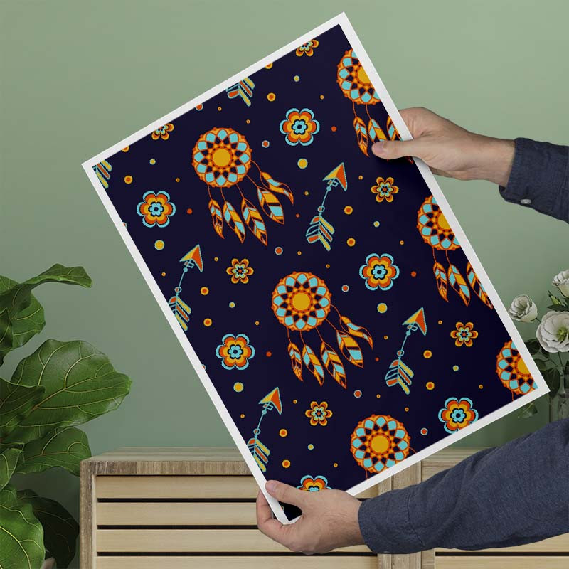 پوستر کارنيکا طرح پترن بوهو Boho Pattern کد 90604 مجموعه 8 عددی
