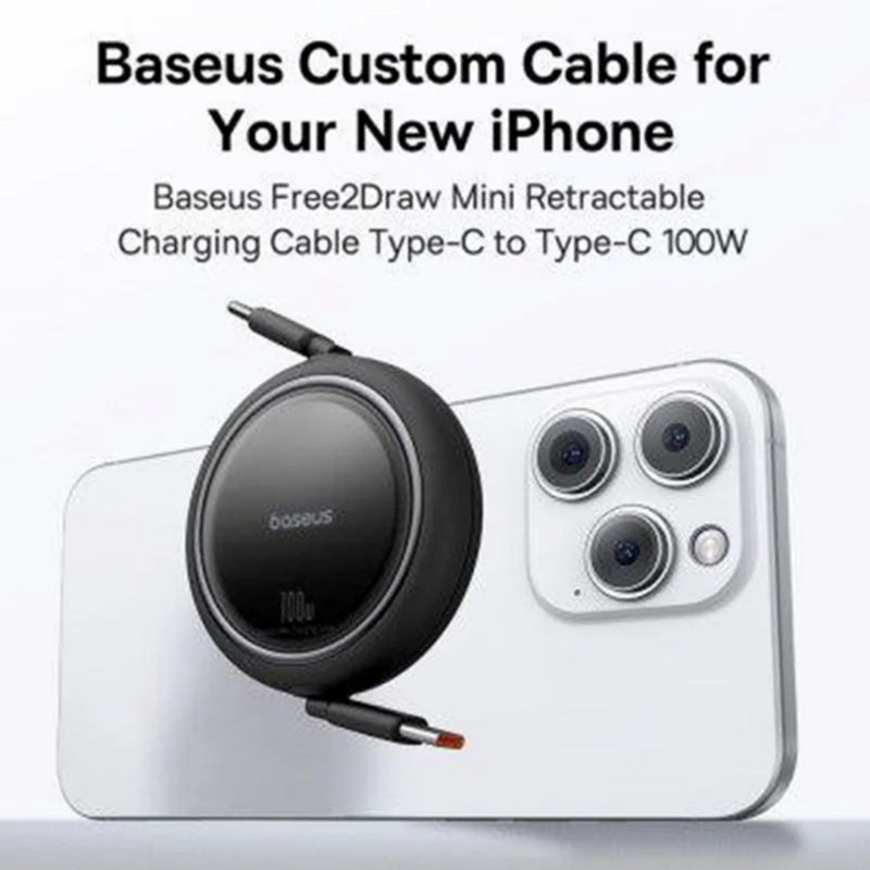 کابل USB-C  بیسوس مدل Free2Draw Mini Retractable 100W طول 1 متر