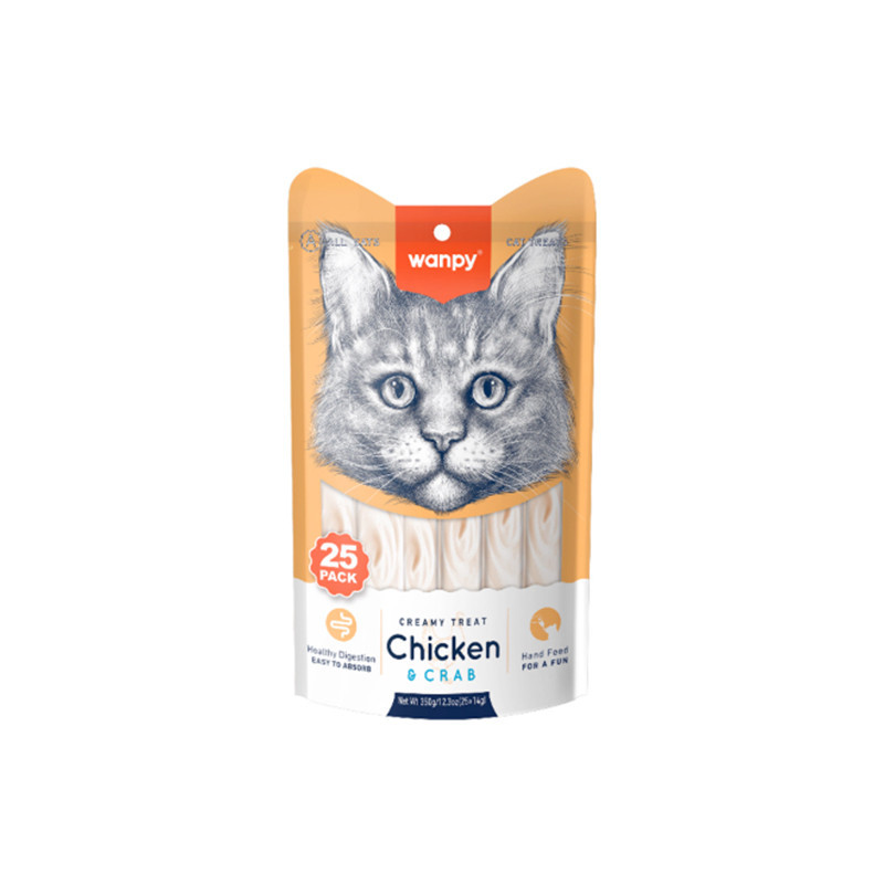 بستنی گربه ونپی مدل Creamy Treat طعم مرغ و خرچنگ وزن 350 گرم