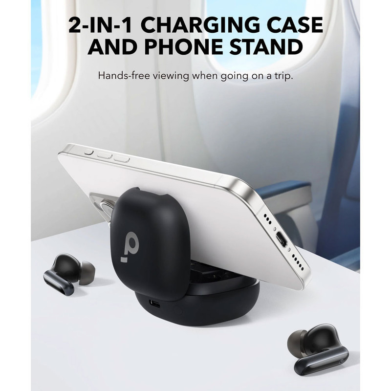 هدفون بلوتوثی انکر مدل Soundcore P40i با نویز کنسلینگ فعال (ANC)، نویز کنسلینگ (ENC)، درگاه شارژ USB Type-C، دارای 6 میکروفون داخلی با بهره‌گیری از هوش مصنوعی، پشتیبانی از فرمان لمسی، مقاوم در برابر آب