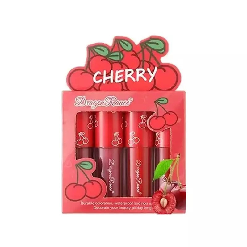 رژ لب مایع دراگون رانی مدل Cherry شماره 04 مجموعه 4 عددی
