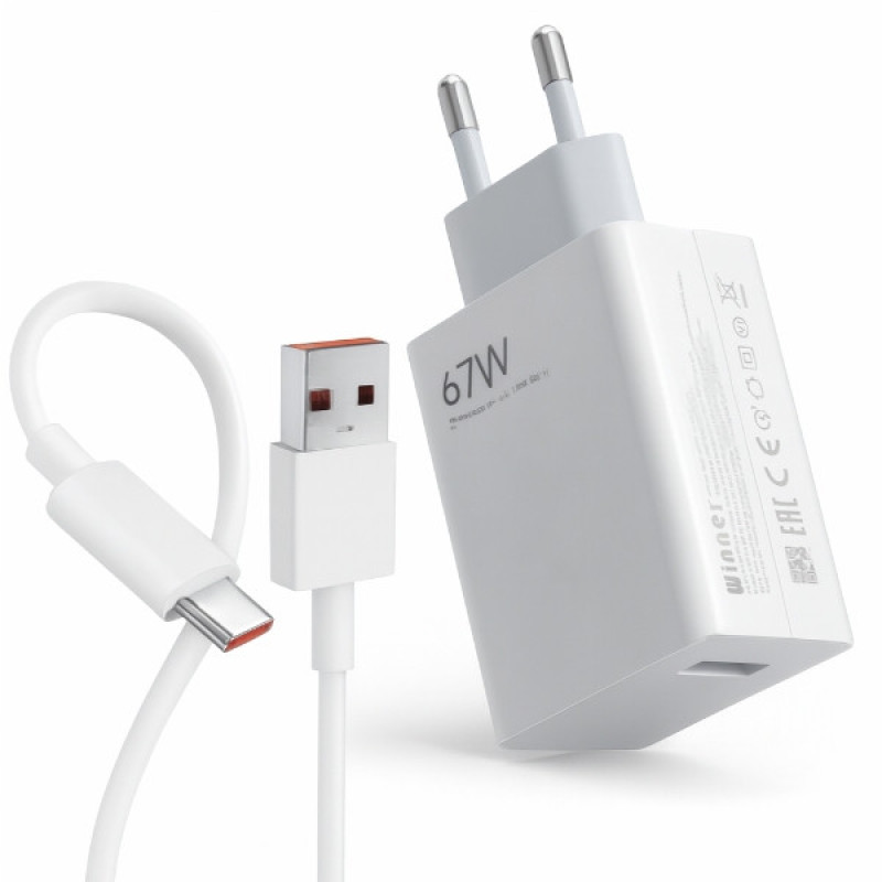 شارژر دیواری 67 وات واینر مدل Note 13 Pro به همراه کابل USB-C