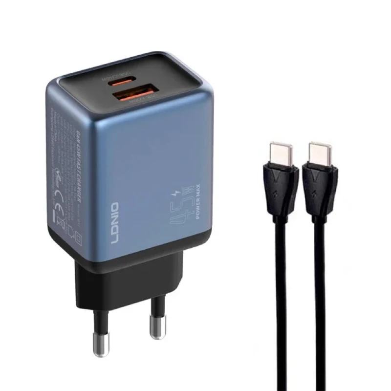 شارژر دیواری 45 وات الدینیو مدل Q12 به همراه کابل USB-C