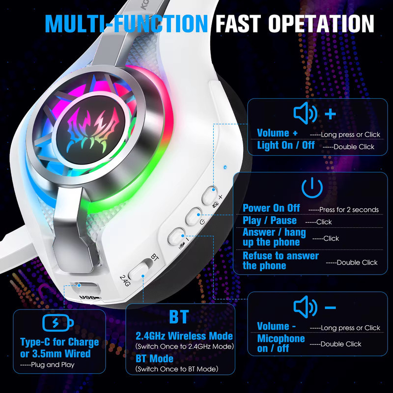 هدست مخصوص بازی بی سیم کوشن ایچ مدل GS400 ULTRA 7.1 Surround