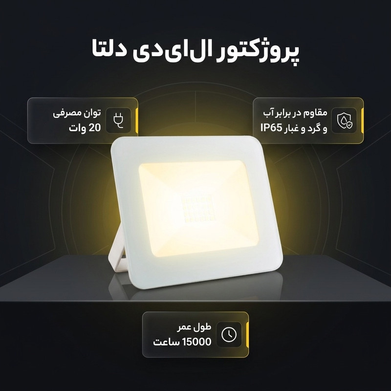 پروژکتور ال ای دی 20 وات دلتا