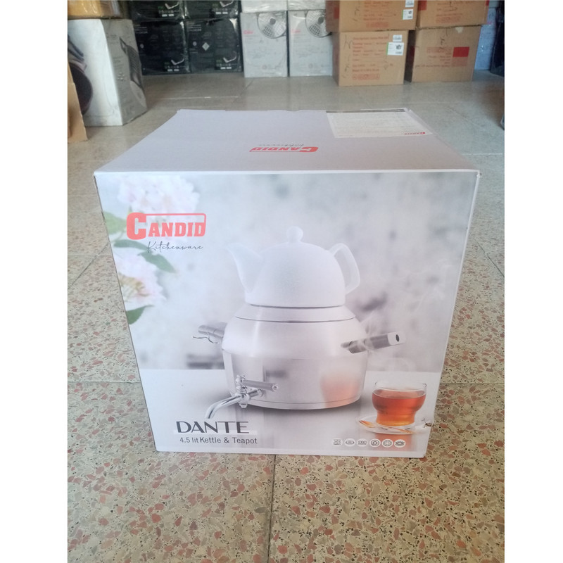 کتری و قوری کاندید مدل دانته گنجایش کتری 4 لیتر گنجایش قوری 0.5 لیتر