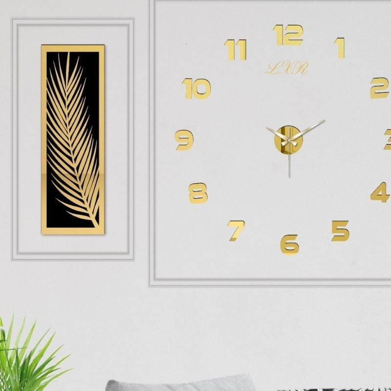 ساعت دیواری اِلیکسار مدل Aureate کد S109 به همراه تابلو 2 عددی